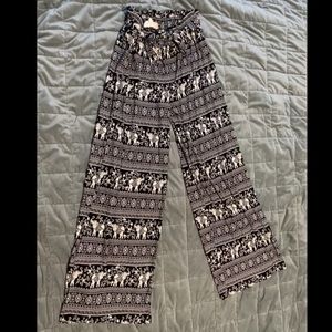 Elephant print flowing pants